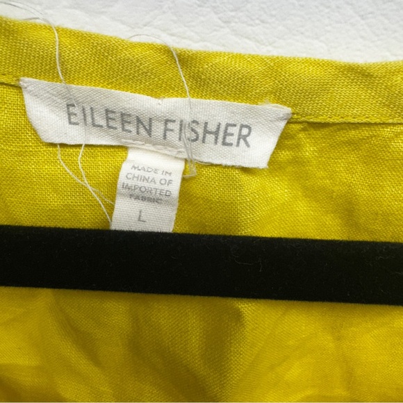 EILEEN FISHER IRISH LINEN Yellow Women's Top TUNIC SIZE L - Picture 2 of 7